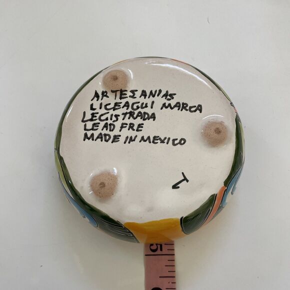 Hand Painted Trinket Box Leceagui Marca Made in Mexico Bright BEAUTIFUL - Picture 7 of 8